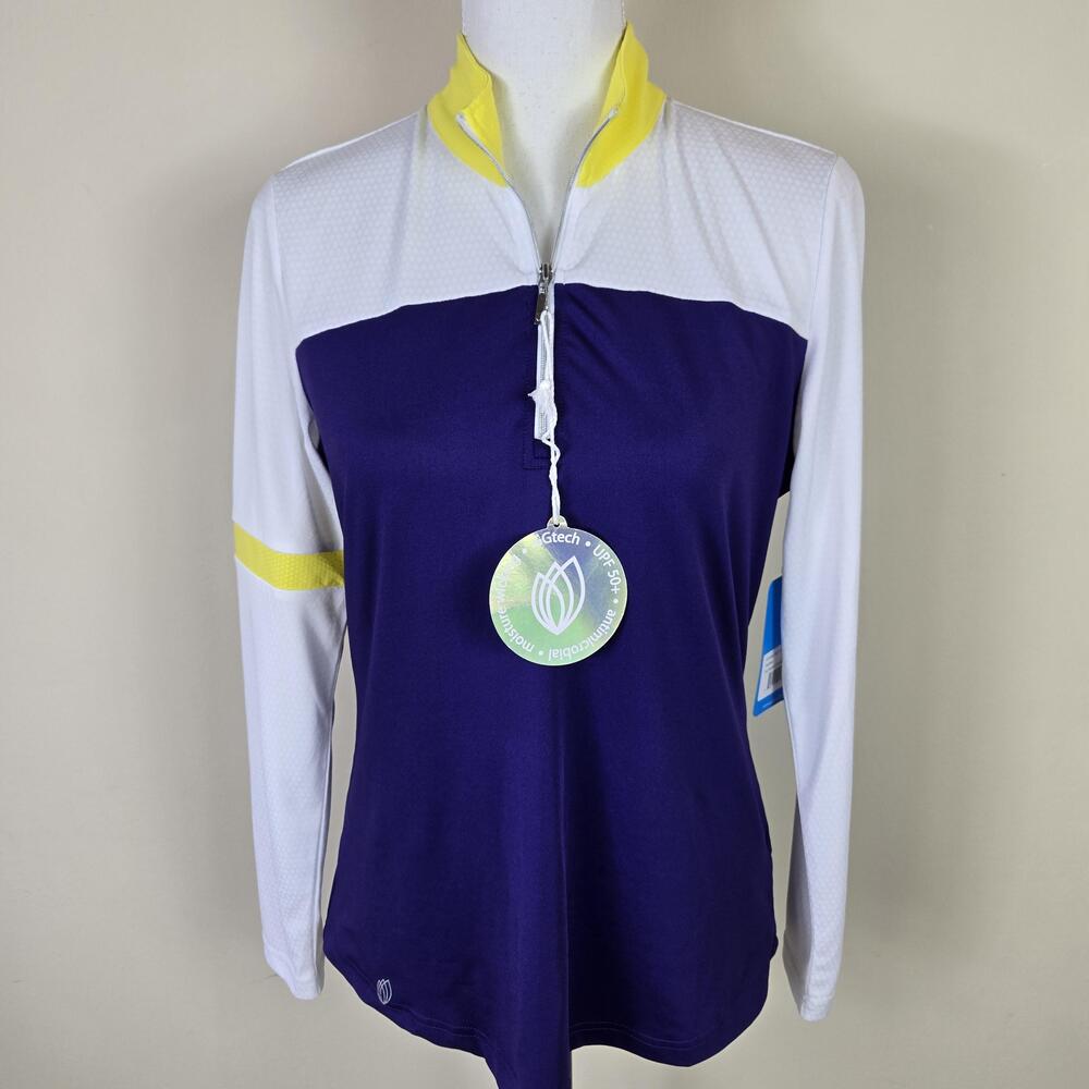 GGblue Pullover Shirt Womens Medium Purple Colorblock Long Sleeve UPF 50+ Golf